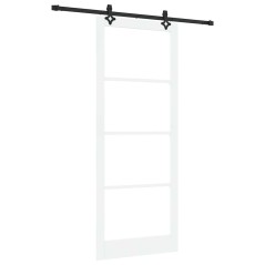 Porta Scorrevole vidaXL con Set di Accessori 'ORKDAL'Legno Massello Bianco e Vetro