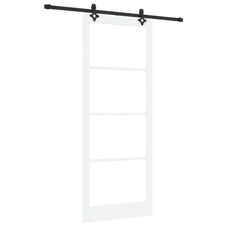 Porta Scorrevole vidaXL con Set di Accessori 'ORKDAL'Legno Massello Bianco e Vetro