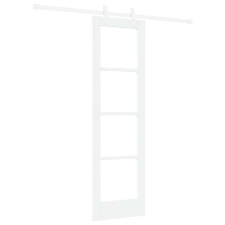 Set di Porta Scorrevole vidaXL con Kit Bianco 61x198.5 cm in Legno Massello Pino