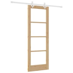 Set Porta Scorrevole vidaXL con Hardware 73.5x198.5 cm in Legno Massello di Pino