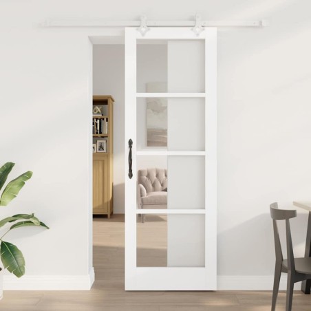 Porta scorrevole vidaXL con set di hardware bianco 73.5x211 cm in legno massello di pino