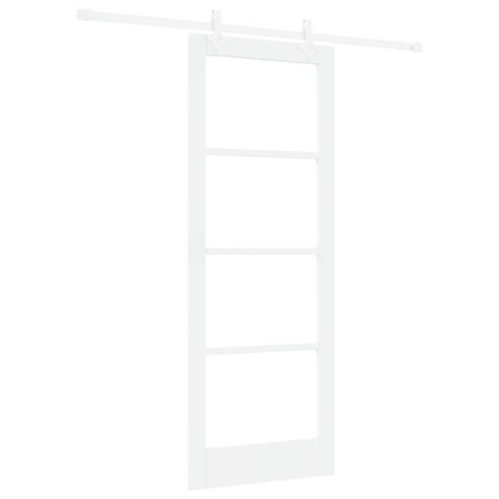 Set di Porte Scorrevoli vidaXL con Fissaggi Bianchi 78x202 cm in Legno Massello di Pino