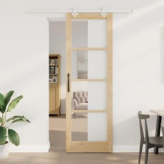 Porta scorrevole vidaXL con set hardware 78x232 cm Legno massello di pino