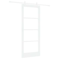 Set di Porta Scorrevole vidaXL con Hardware Bianco 83x202 cm Legno Massello in Pino