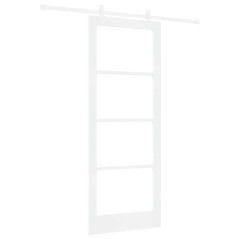 Set di Porta Scorrevole vidaXL con Hardware Bianco 83x211 cm in Legno Massello di Pino