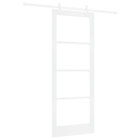 Set di Porta Scorrevole vidaXL con Hardware Bianco 83x211 cm in Legno Massello di Pino