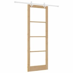 Porta Scorrevole vidaXL con Set Hardware 83x232 cm Legno Massello in Pino