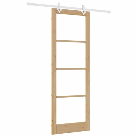 Porta Scorrevole vidaXL con Set Hardware 83x232 cm Legno Massello in Pino