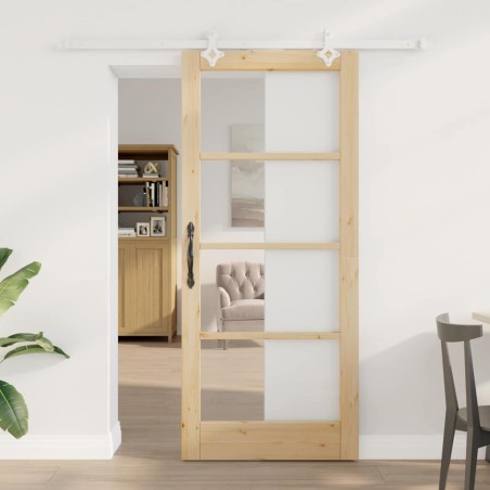 Set di porte scorrevoli vidaXL con hardware 86x198.5 cm in legno massello di pino