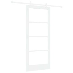 Set Porta Scorrevole vidaXL con Hardware Bianco 86x198,5 cm in Legno Massello di Pino