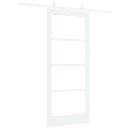 Set Porta Scorrevole vidaXL con Hardware Bianco 86x198,5 cm in Legno Massello di Pino