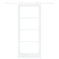 Set Porta Scorrevole vidaXL con Hardware Bianco 86x198,5 cm in Legno Massello di Pino Set Porta Scorrevole vidaXL con Hardware Bianco 86x198,5 cm in Legno Massello di Pino