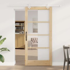 Porta scorrevole vidaXL con set di hardware 93x202 cm in legno massello di pino