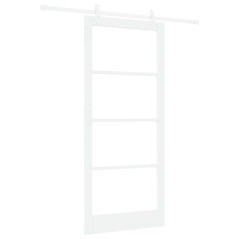 Set Porta Scorrevole vidaXL con Hardware Bianco 93x211 cm Legno Massiccio di Pino