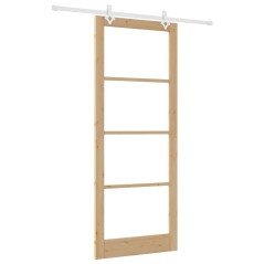 Set di Porte Scorrevoli vidaXL con Set Hardware 93x232 cm in Legno Massello di Pino