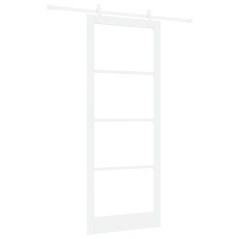 Set di Porta Scorrevole con Hardware VidaXL Bianca 93x232 cm Legno Massello Pino
