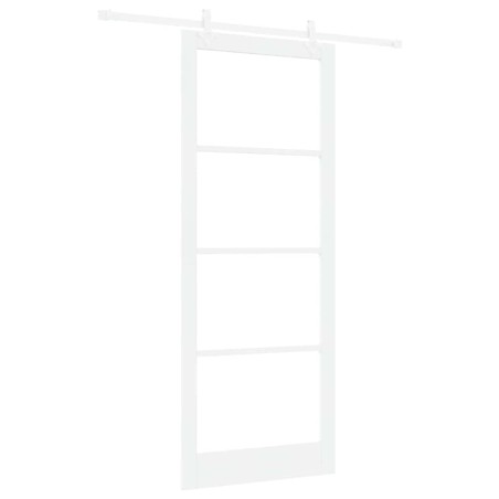 Set di Porta Scorrevole con Hardware VidaXL Bianca 93x232 cm Legno Massello Pino