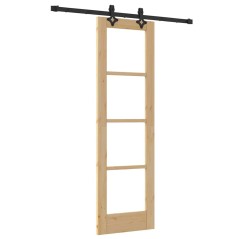 Set Porta Scorrevole vidaXL con Kit Hardware 61x198,5 cm Legno di Pino Massello