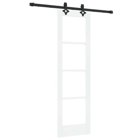 Porta Scorrevole vidaXL con Set di Accessori Bianca 61x198.5 cm Legno Massiccio di Pino