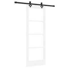 Set Porta Scorrevole vidaXL con Kit Hardware Bianco 73.5x198.5 cm Legno Massello di Pino