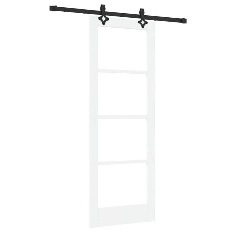 Set Porta Scorrevole vidaXL con Kit Hardware Bianco 73.5x198.5 cm Legno Massello di Pino