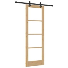 Porta Scorrevole vidaXL con Set di Ferramenta 73.5x211 cm Legno Massello di Pino