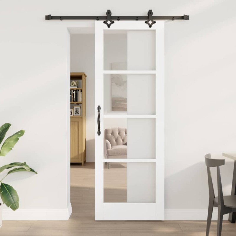 Porta scorrevole vidaXL con set hardware Bianco 73.5x211 cm Legno massiccio di pino