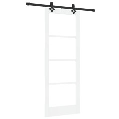 Porta Scorrevole vidaXL con Set di Ferramenta Bianco 78x202 cm Legno Massello di Pino