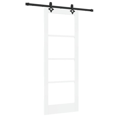 Porta Scorrevole vidaXL con Set di Ferramenta Bianco 78x202 cm Legno Massello di Pino