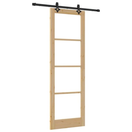 Porta Scorrevole vidaXL con Set di Accessori 78x232 cm Legno Massello di Pino