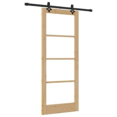 Porta scorrevole vidaXL con set di ferramenta 83x202 cm Legno massello di pino