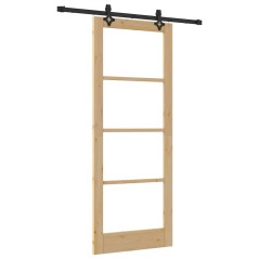 Porta Scorrevole vidaXL con Set di Hardware - 83x211 cm - Legno Massello di Pino