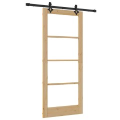 Porta Scorrevole vidaXL con Set di Accessori 86x198.5 cm Legno Massello Pino