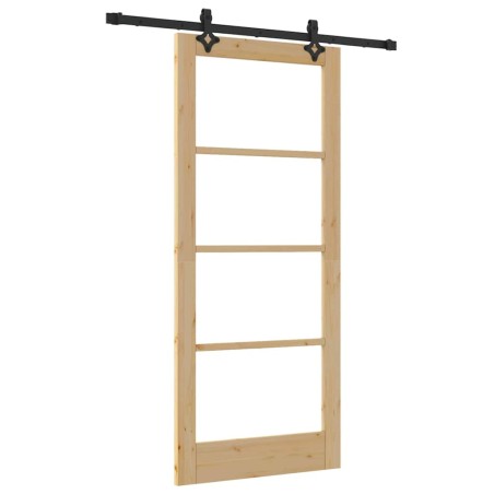 Porta Scorrevole vidaXL con Set di Accessori 86x198.5 cm Legno Massello Pino