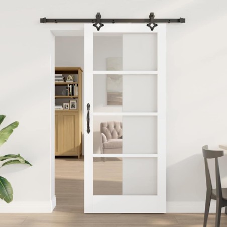 Porta scorrevole vidaXL con set hardware bianco 86x198.5 cm legno massello di pino