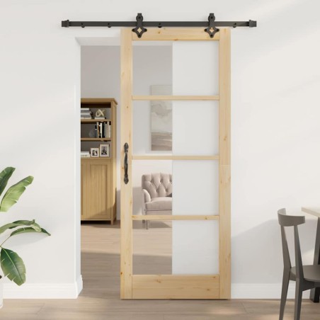 Porta Scorrevole vidaXL con Kit Hardware 86x211 cm Legno Massello di Pino