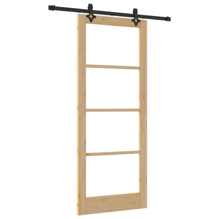 Porta Scorrevole vidaXL con Kit Hardware 86x211 cm Legno Massello di Pino