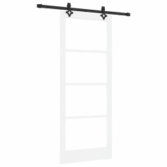 Porta Scorrevole vidaXL con Set Hardware Bianco 86x211 cm Legno Massello di Pino