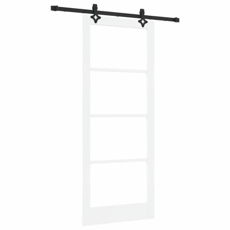 Porta Scorrevole vidaXL con Set Hardware Bianco 86x211 cm Legno Massello di Pino