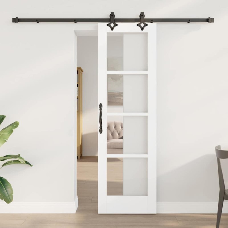 Porta Scorrevole vidaXL con Set Hardware Bianco 61x198,5 cm Legno Massello Pino Porta Scorrevole vidaXL con Set Hardware Bianco 61x198,5 cm Legno Massello Pino