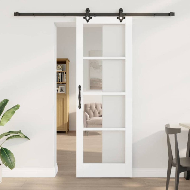 Set di porte scorrevoli vidaXL con fissaggi bianchi 73.5x211 cm in legno massello Set di porte scorrevoli vidaXL con fissaggi bianchi 73.5x211 cm in legno massello