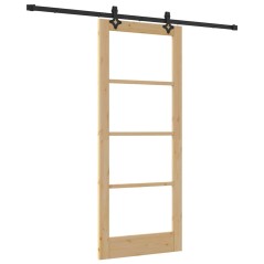 Porta Scorrevole vidaXL con Set di Ferramenta 83x202 cm in Legno Massello di Pino