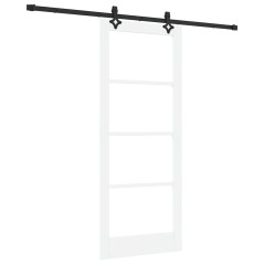 Porta scorrevole vidaXL con set hardware Bianco 83x202 cm Legno massello di pino