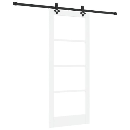 Porta scorrevole vidaXL con set hardware Bianco 83x202 cm Legno massello di pino