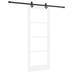 Set di Porte Scorrevoli vidaXL Bianco 83x211 cm in Legno Massello di Pino