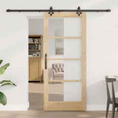 Porta scorrevole vidaXL con set hardware 86x198.5 cm Legno massello di pino