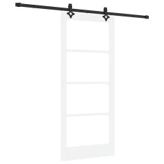 Porta Scorrevole vidaXL con Set di Ferramenta Bianca 86x198.5 cm in Legno Massiccio di Pino