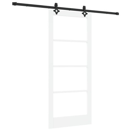 Porta Scorrevole vidaXL con Set di Ferramenta Bianca 86x198.5 cm in Legno Massiccio di Pino