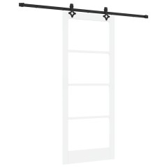 Porta scorrevole vidaXL con set hardware bianco 86x211 cm in legno massello di pino