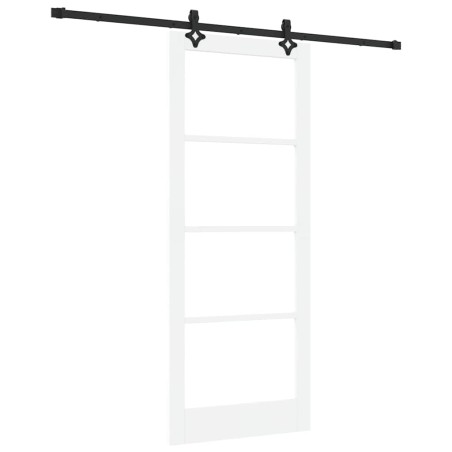 Porta scorrevole vidaXL con set hardware bianco 86x211 cm in legno massello di pino